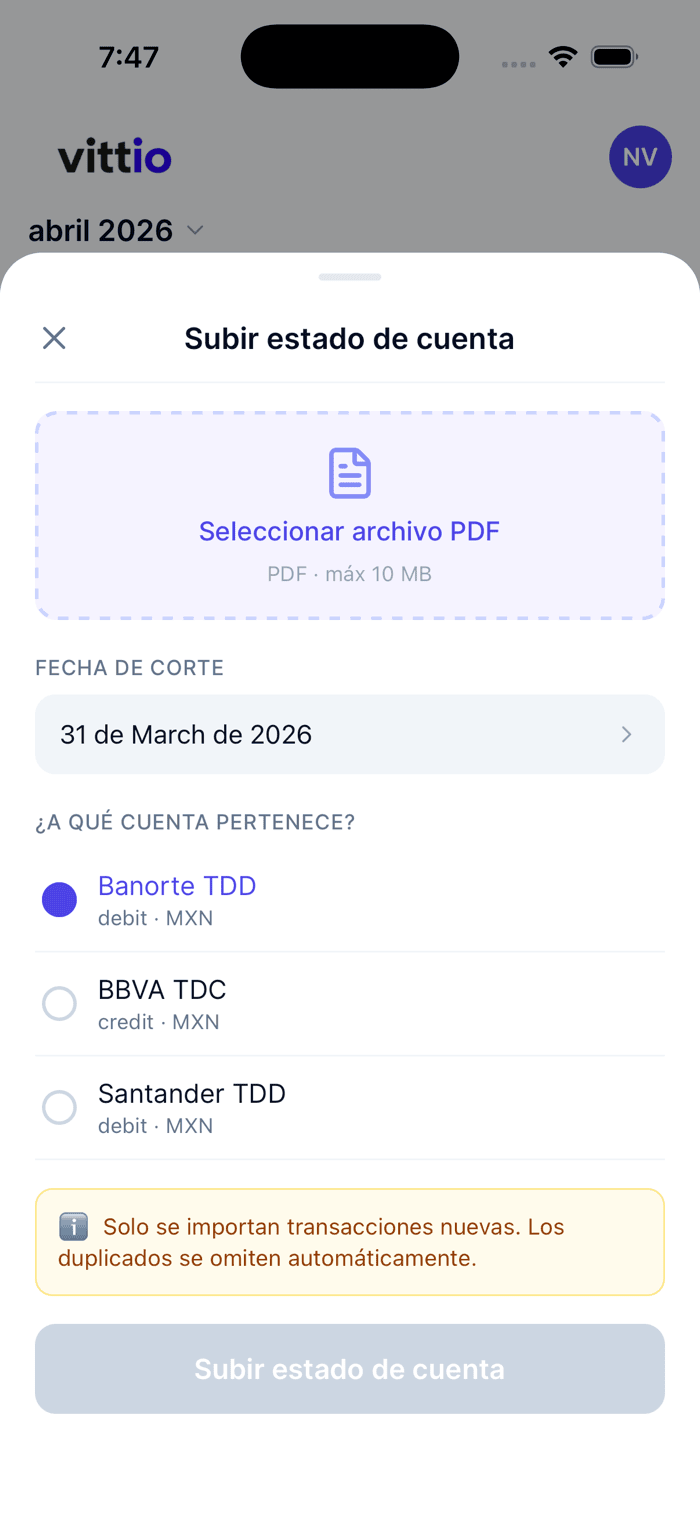Upload screen