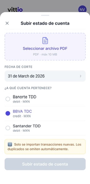 Sube tu estado de cuenta